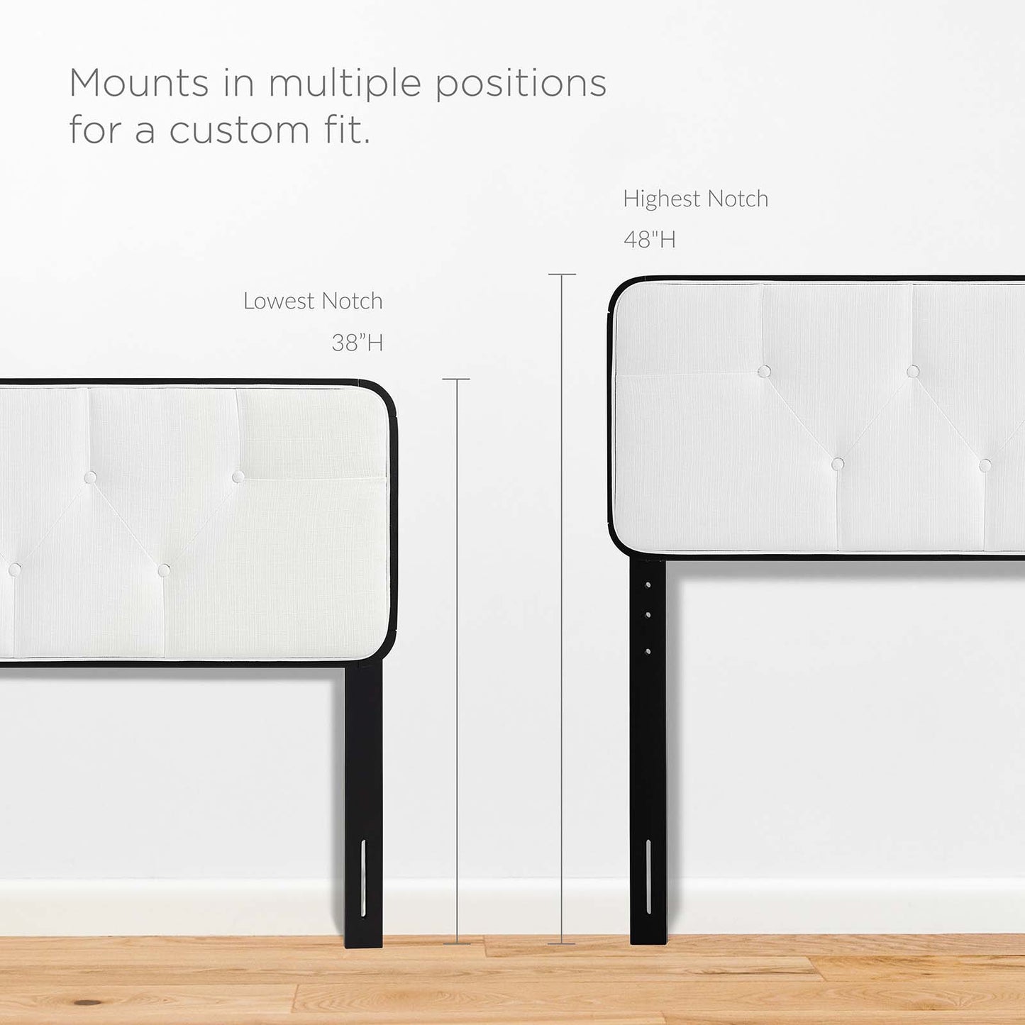 Collins Tufted Twin Fabric and Wood Headboard, Wood, Fabric, Black White, 21636
