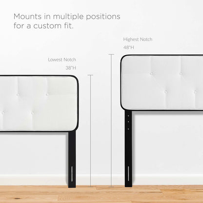 Collins Tufted Twin Fabric and Wood Headboard, Wood, Fabric, Black White, 21636