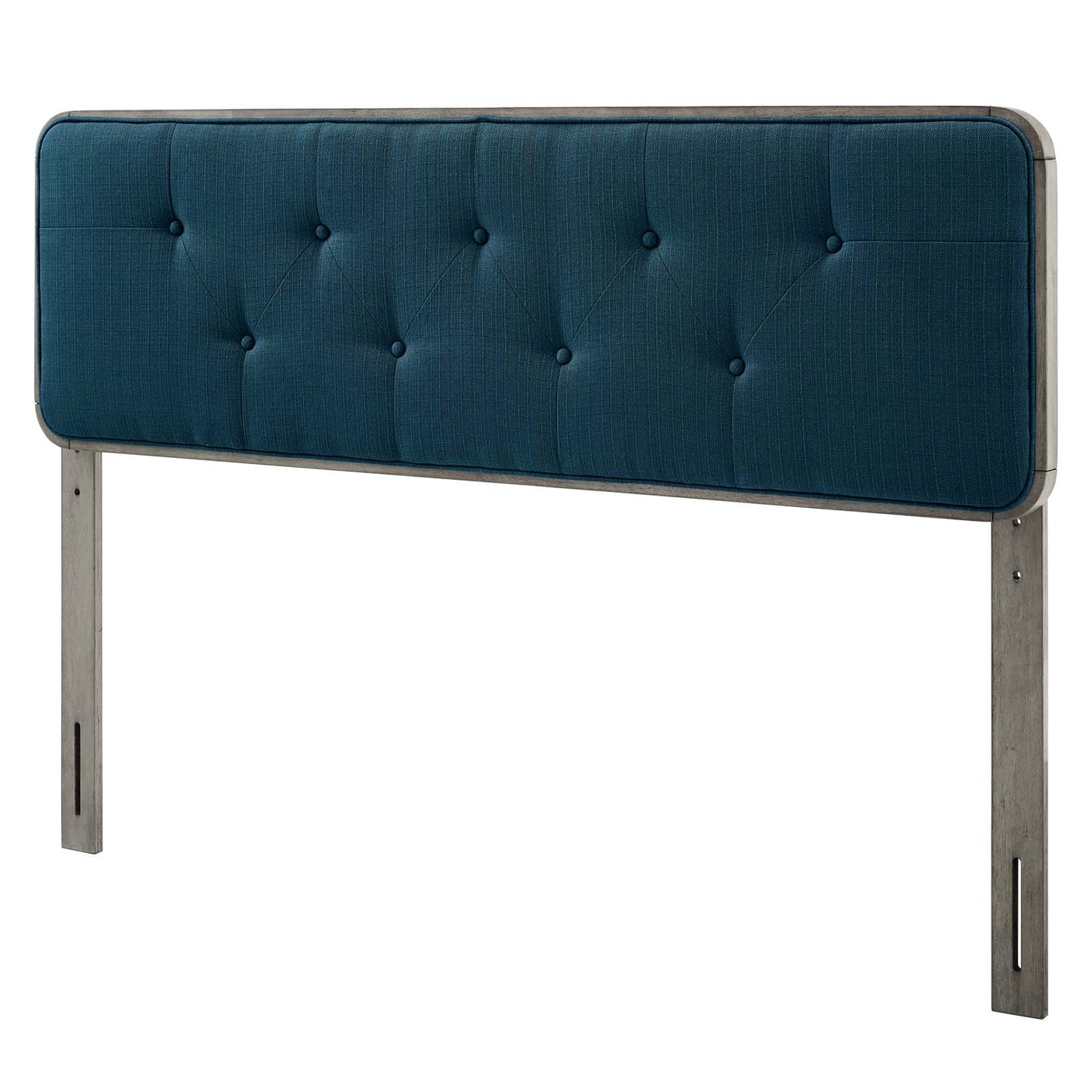 Collins Tufted Twin Fabric and Wood Headboard, Wood, Fabric, Grey Gray Navy Blue, 21637