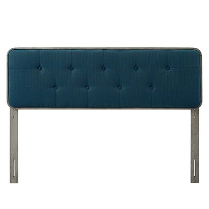 Collins Tufted Twin Fabric and Wood Headboard, Wood, Fabric, Grey Gray Navy Blue, 21637