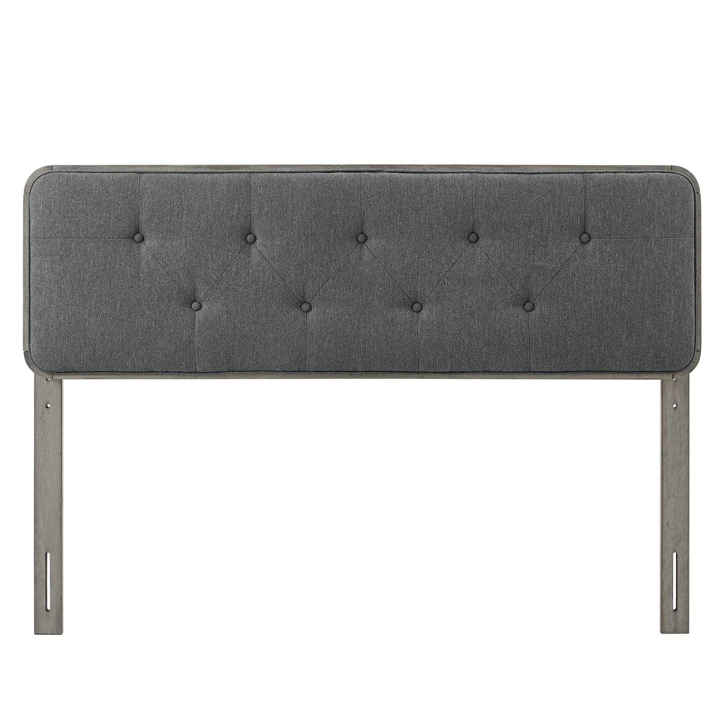 Collins Tufted Twin Fabric and Wood Headboard, Wood, Fabric, Grey Gray, 21638