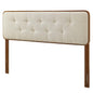 Collins Tufted Twin Fabric and Wood Headboard, Wood, Fabric, Brown Walnut Beige, 21639