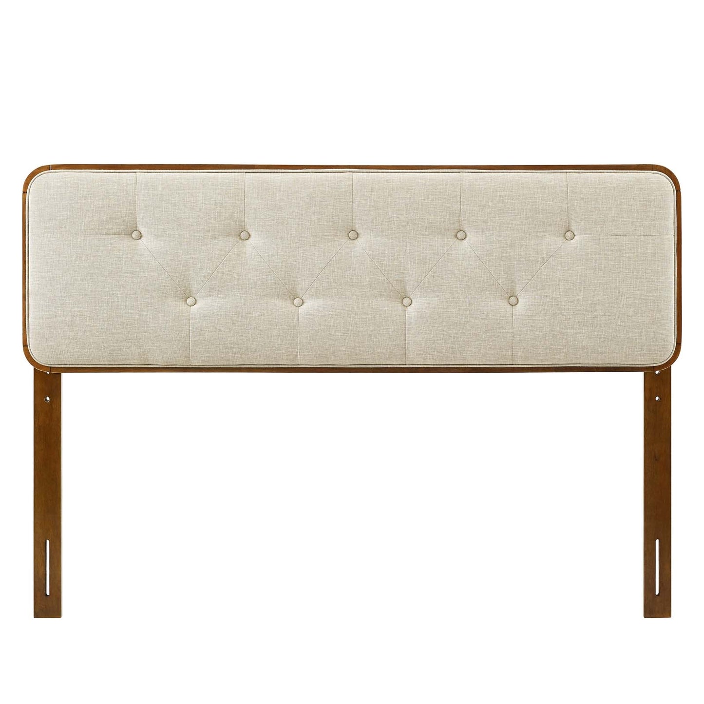 Collins Tufted Twin Fabric and Wood Headboard, Wood, Fabric, Brown Walnut Beige, 21639