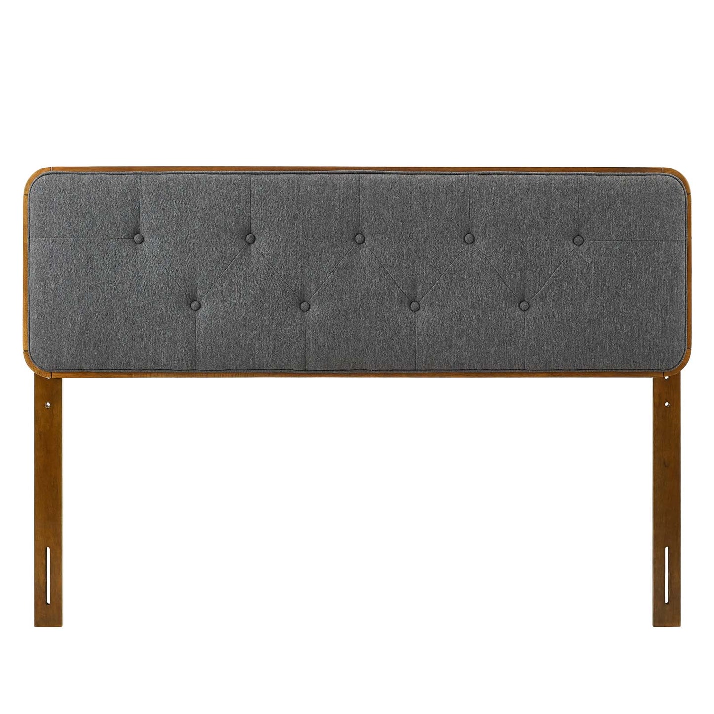Collins Tufted Twin Fabric and Wood Headboard, Wood, Fabric, Brown Walnut Grey Gray, 21640