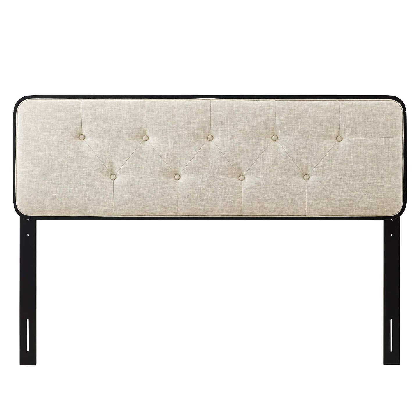 Collins Tufted Full Fabric and Wood Headboard, Wood, Fabric, Black Beige, 21641
