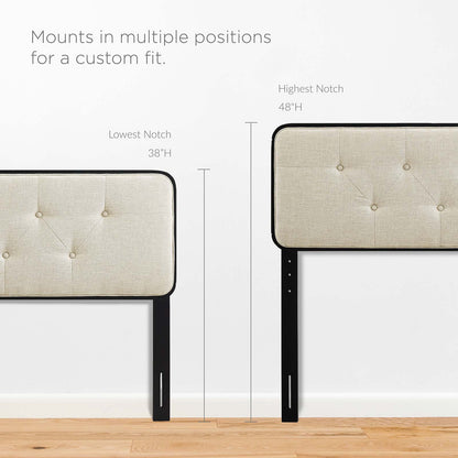 Collins Tufted Full Fabric and Wood Headboard, Wood, Fabric, Black Beige, 21641