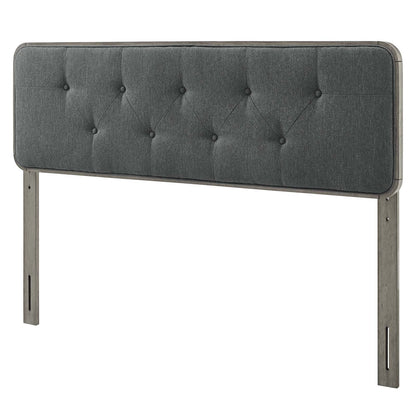 Collins Tufted Full Fabric and Wood Headboard, Wood, Fabric, Grey Gray, 21644