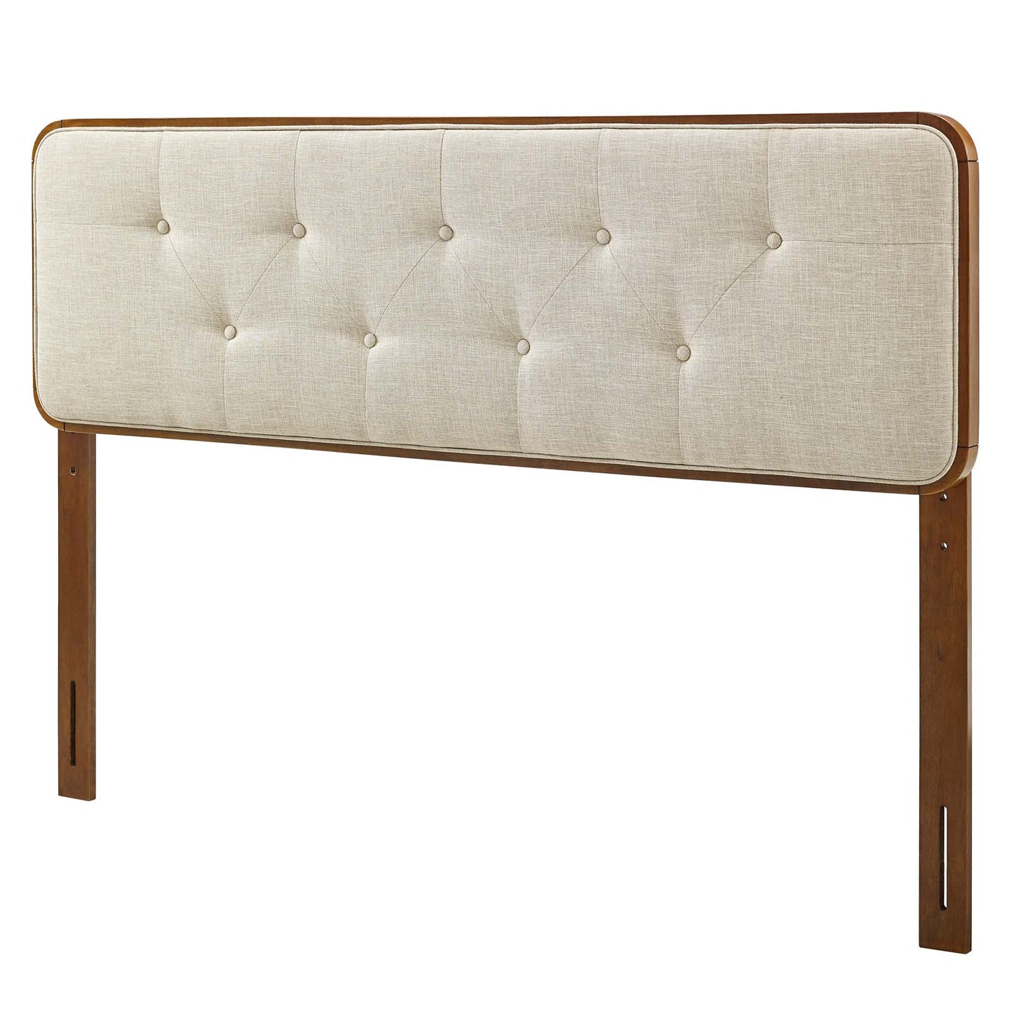 Collins Tufted Full Fabric and Wood Headboard, Wood, Fabric, Brown Walnut Beige, 21645