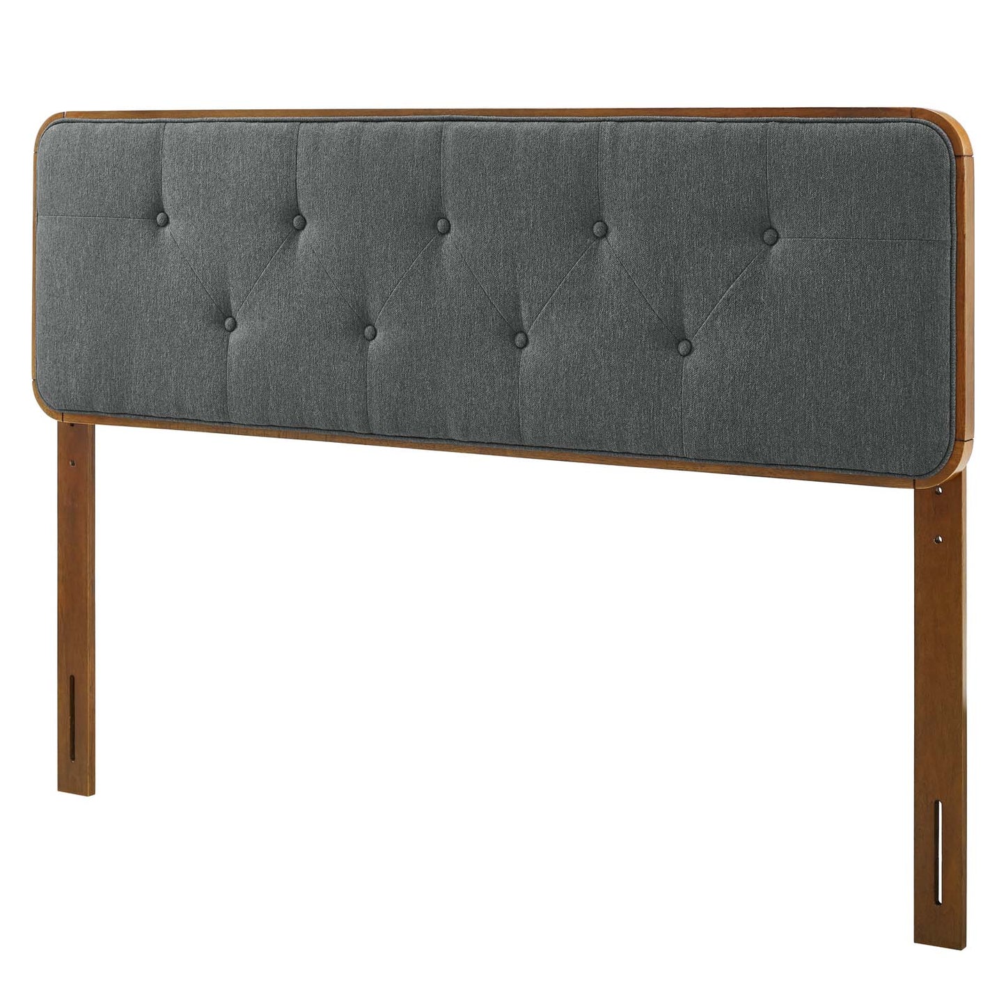 Collins Tufted Full Fabric and Wood Headboard, Wood, Fabric, Brown Walnut Grey Gray, 21646