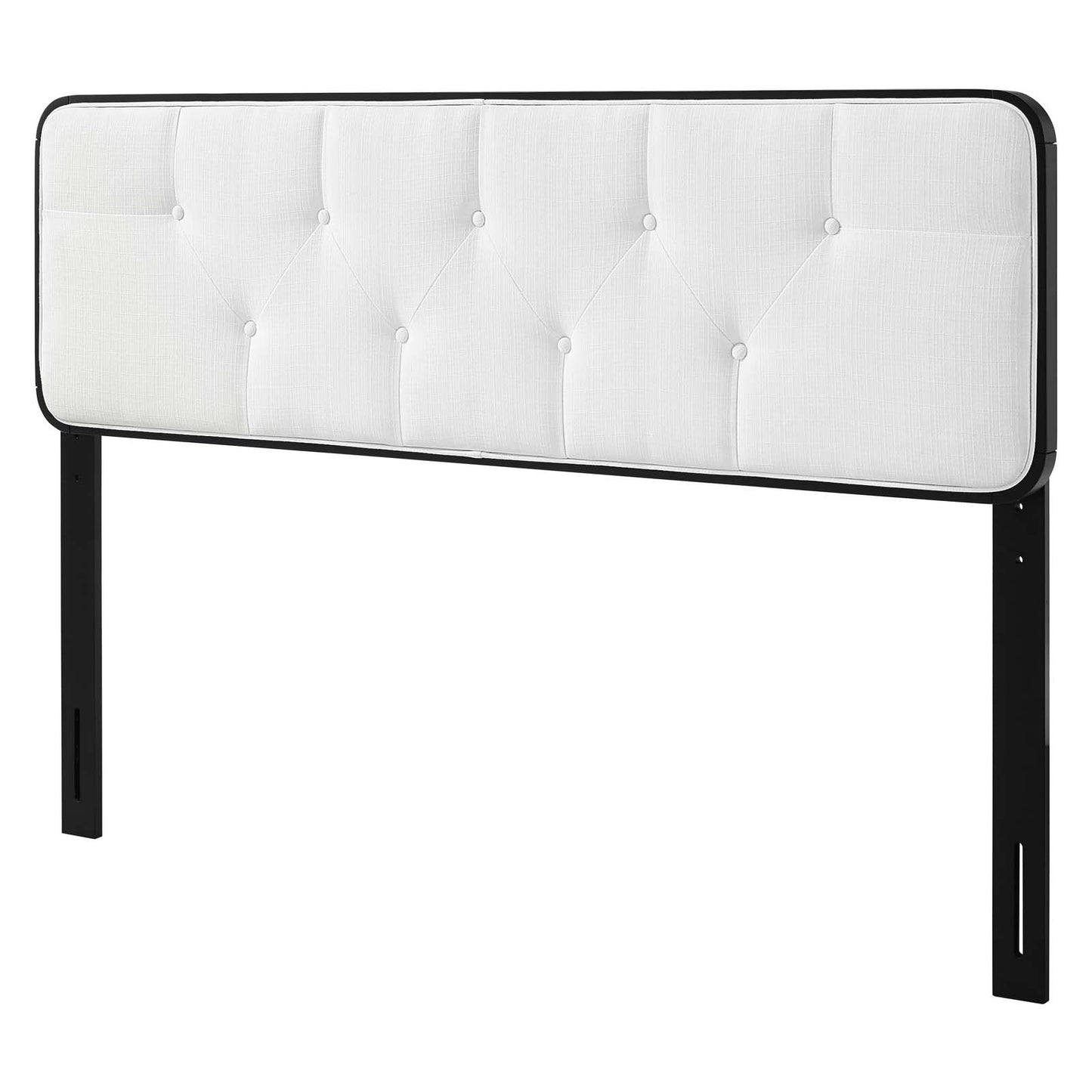 Collins Tufted Queen Fabric and Wood Headboard, Wood, Fabric, Black White, 21648