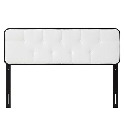 Collins Tufted Queen Fabric and Wood Headboard, Wood, Fabric, Black White, 21648
