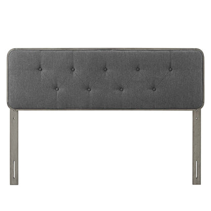 Collins Tufted Queen Fabric and Wood Headboard, Wood, Fabric, Grey Gray, 21650