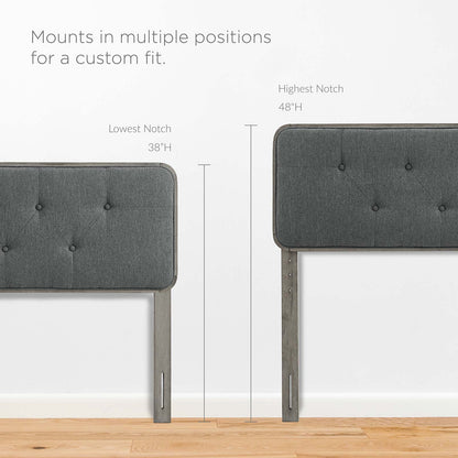 Collins Tufted Queen Fabric and Wood Headboard, Wood, Fabric, Grey Gray, 21650