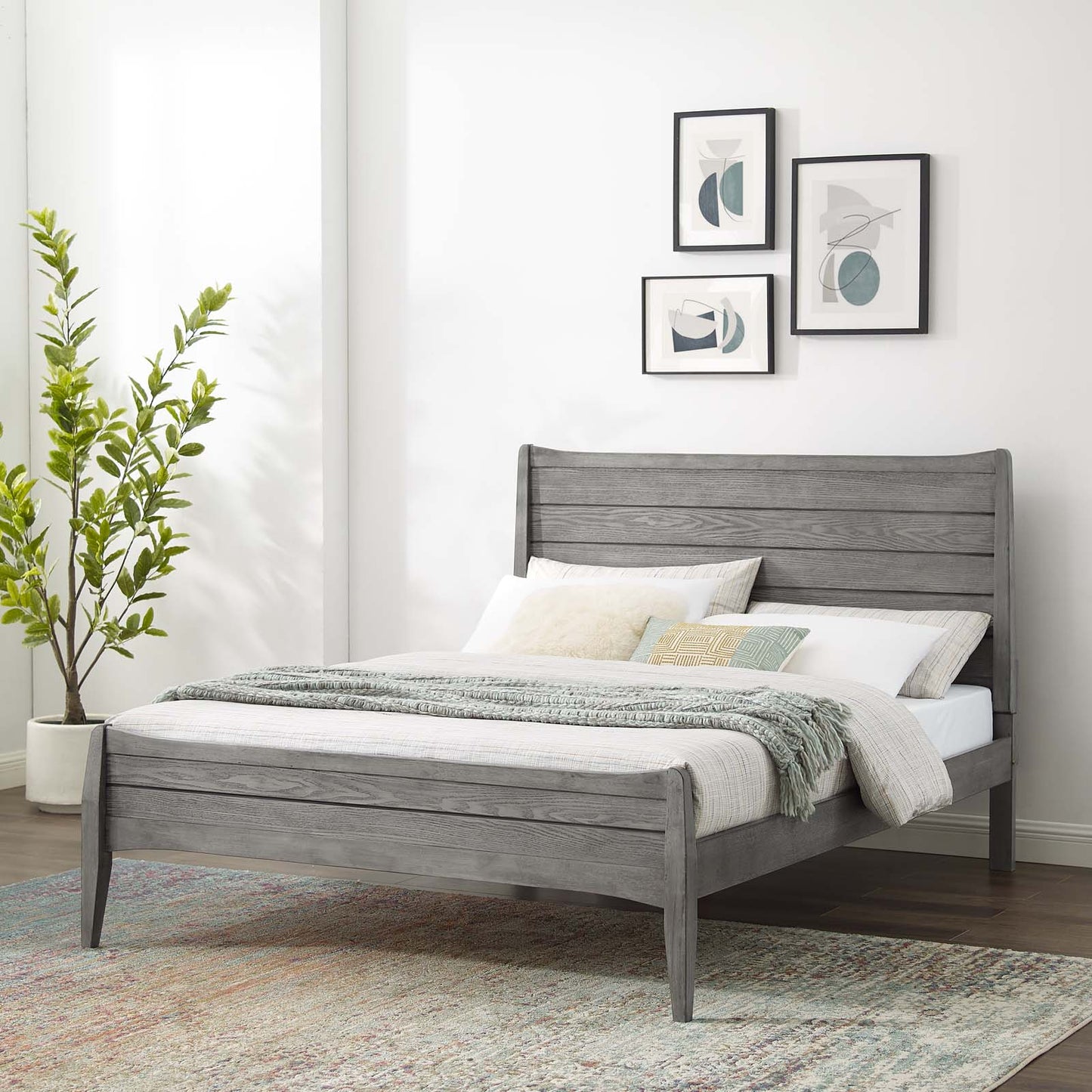 Georgia King Wood Platform Bed, Wood, Grey Gray, 21662