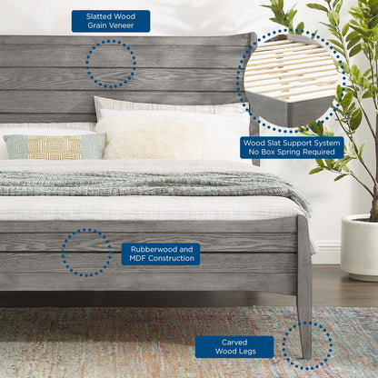 Georgia King Wood Platform Bed, Wood, Grey Gray, 21662
