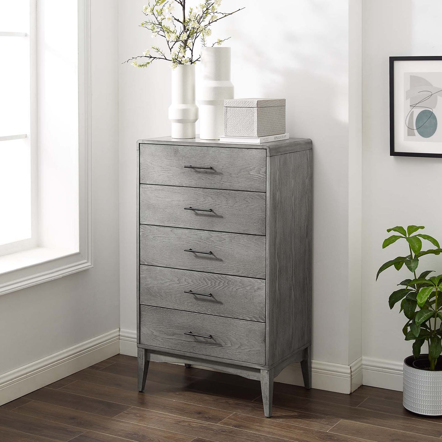 Georgia Wood Chest, Wood, Grey Gray, 21663