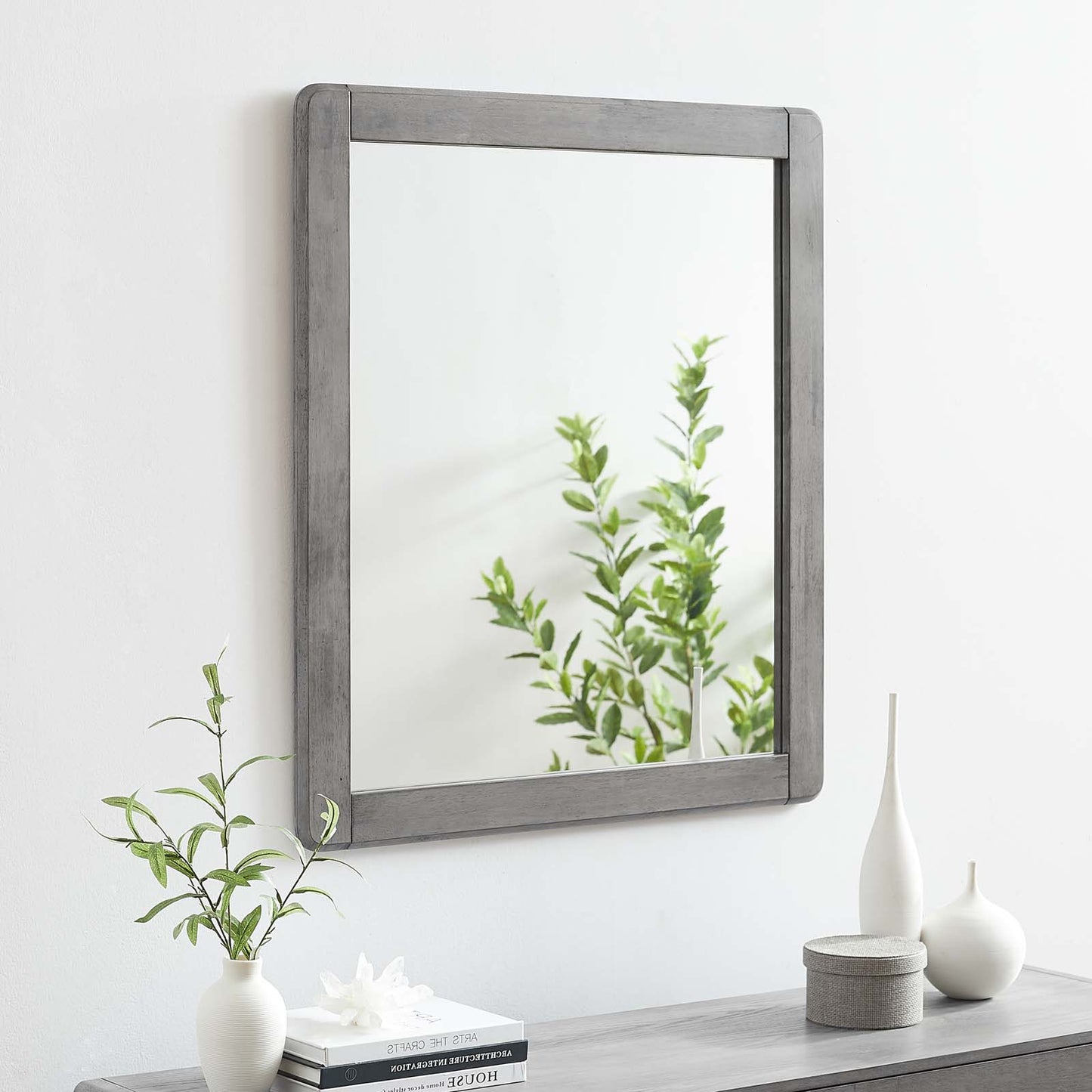 Georgia Wood Mirror, Wood, Grey Gray, 21666