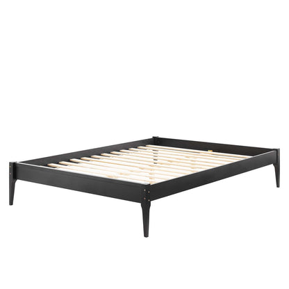 June Twin Wood Platform Bed Frame, Wood, Black, 21667