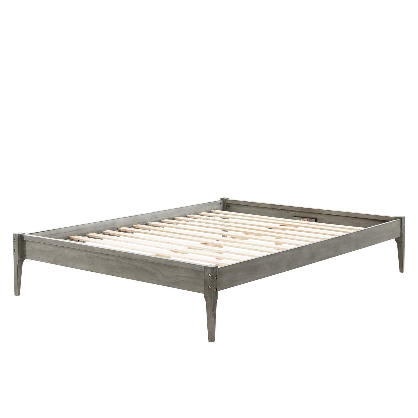 June Twin Wood Platform Bed Frame, Wood, Grey Gray, 21668