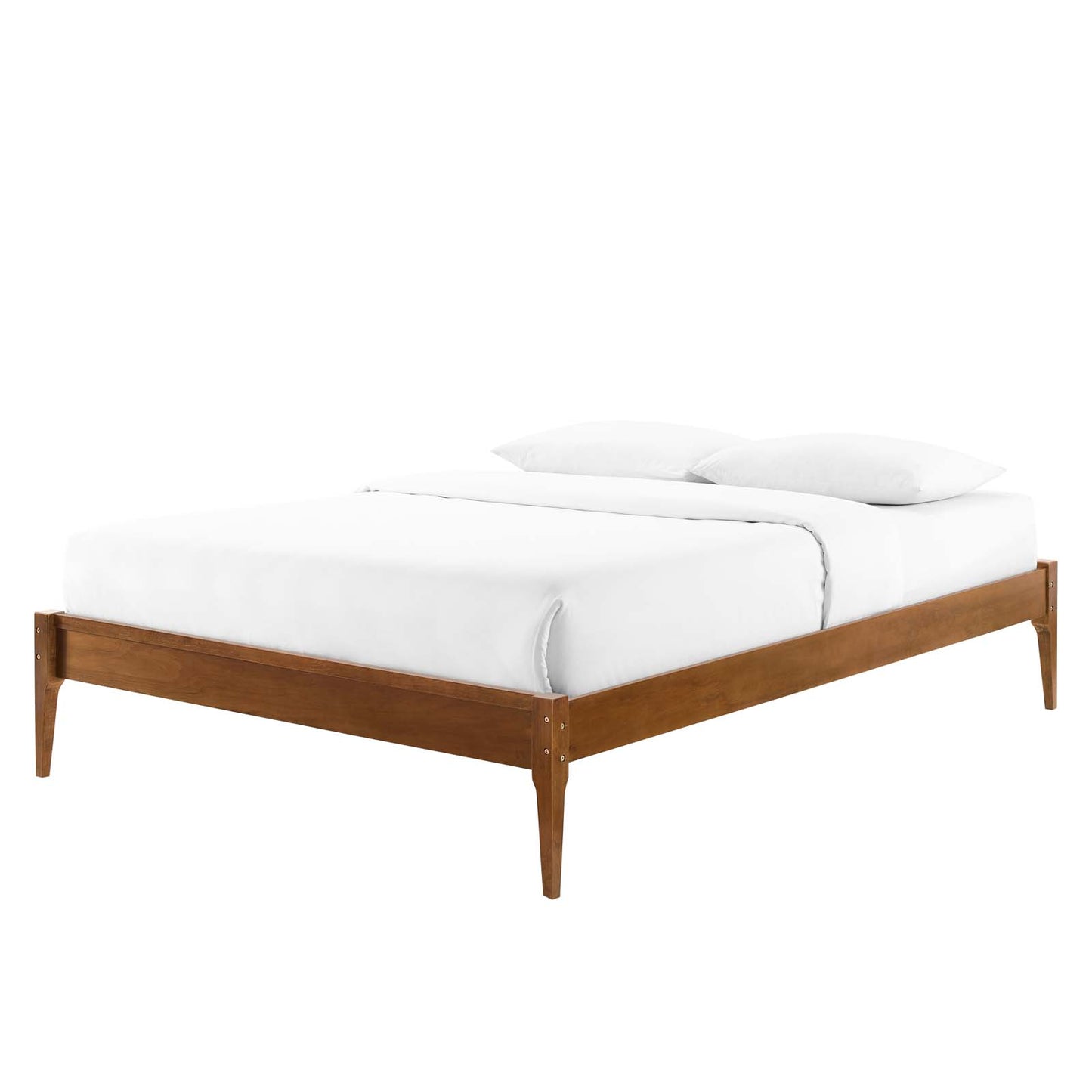 June Twin Wood Platform Bed Frame, Wood, Brown Walnut, 21669