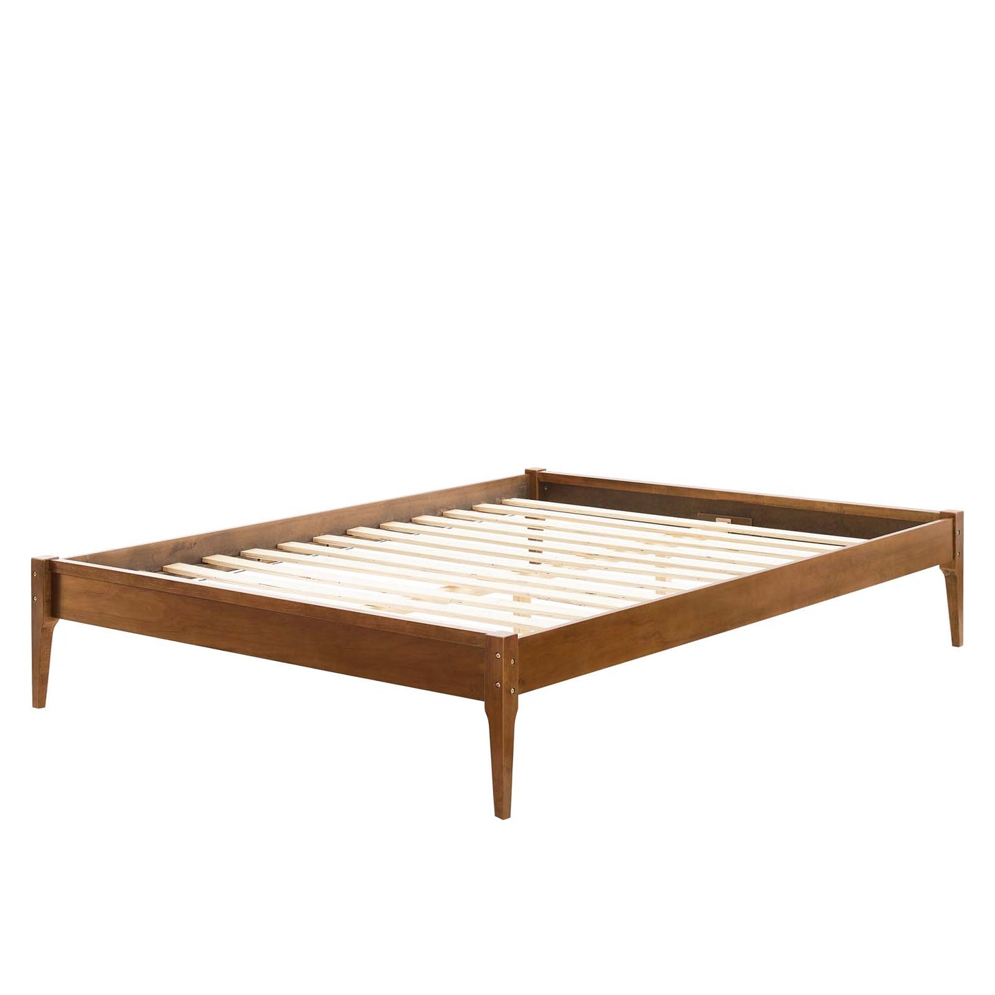 June Twin Wood Platform Bed Frame, Wood, Brown Walnut, 21669