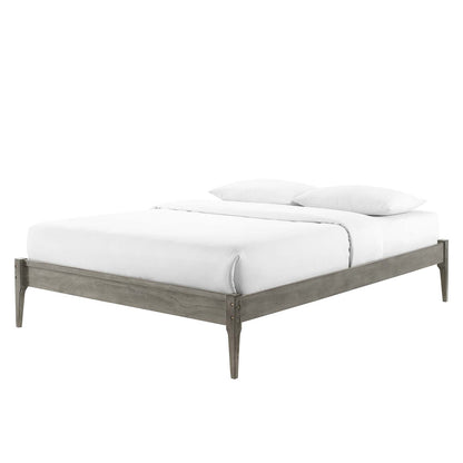 June Full Wood Platform Bed Frame, Wood, Grey Gray, 21671