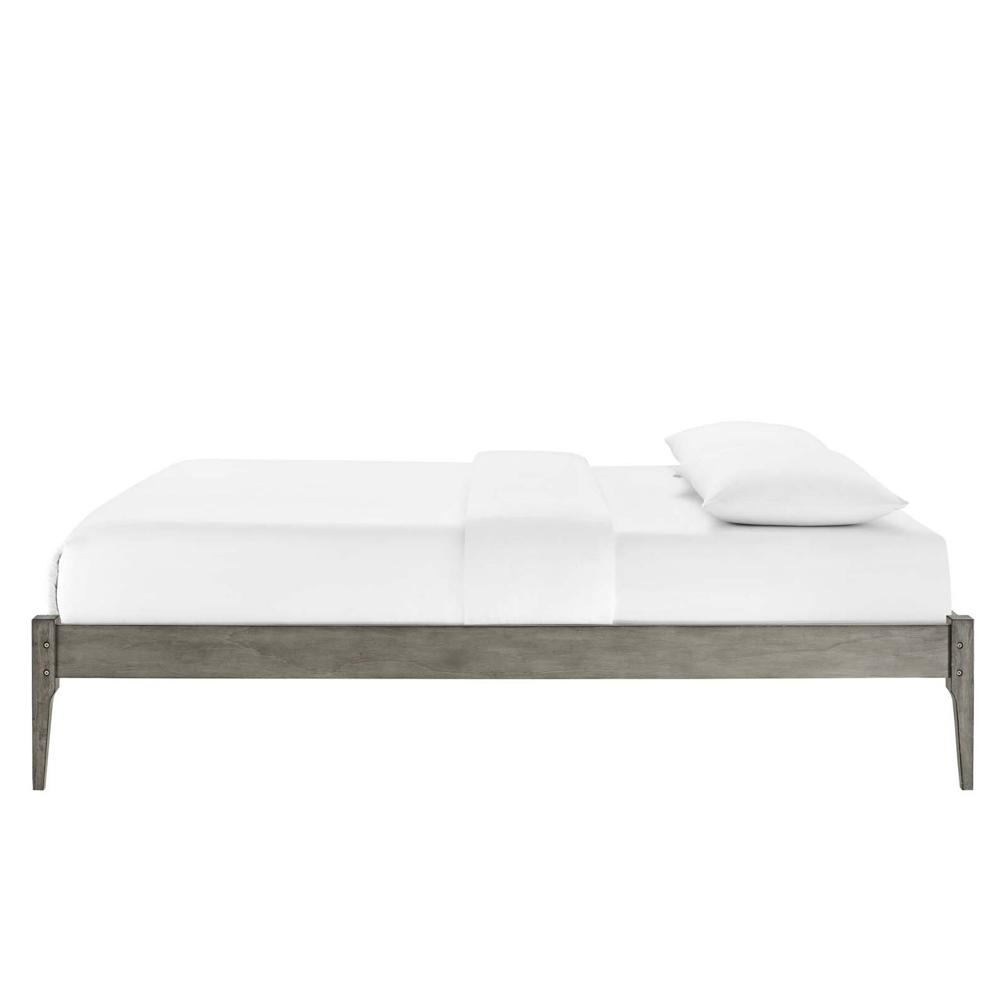 June Full Wood Platform Bed Frame, Wood, Grey Gray, 21671