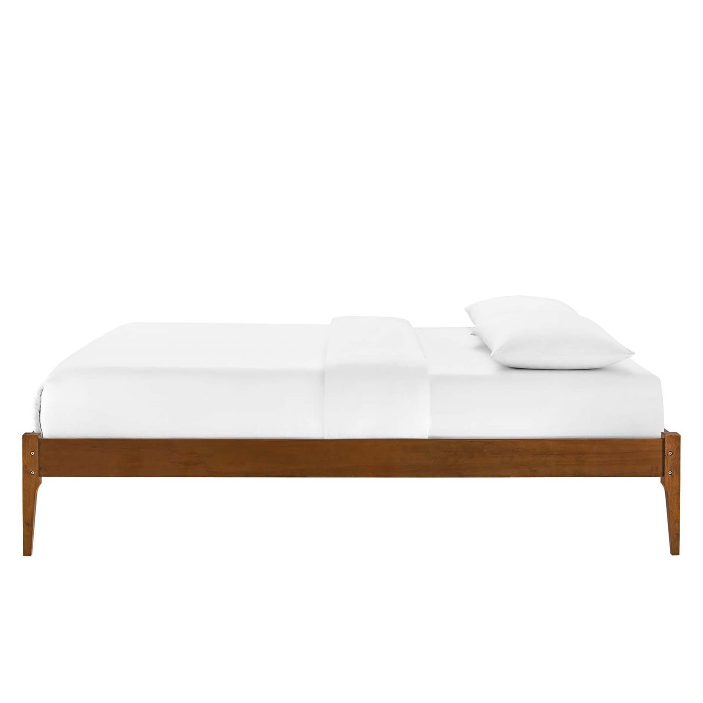 June Full Wood Platform Bed Frame, Wood, Brown Walnut, 21672