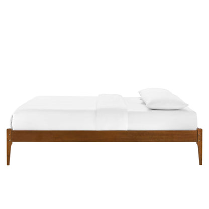 June Full Wood Platform Bed Frame, Wood, Brown Walnut, 21672