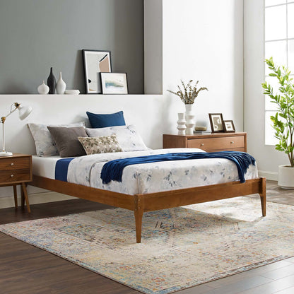 June Full Wood Platform Bed Frame, Wood, Brown Walnut, 21672