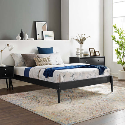 June King Wood Platform Bed Frame, Wood, Black, 21676