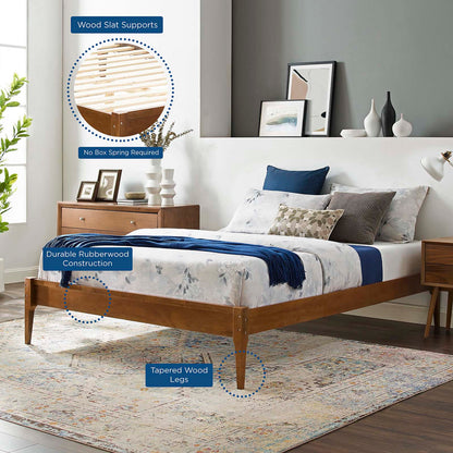 June King Wood Platform Bed Frame, Wood, Brown Walnut, 21678
