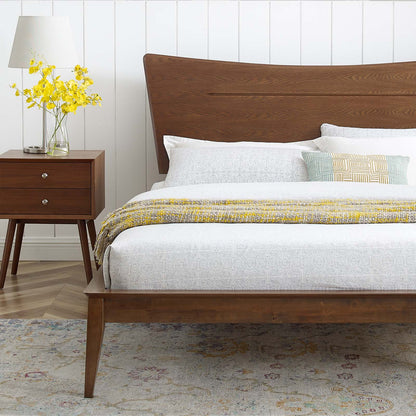 Astra King Wood Platform Bed, Wood, Brown Walnut, 21682