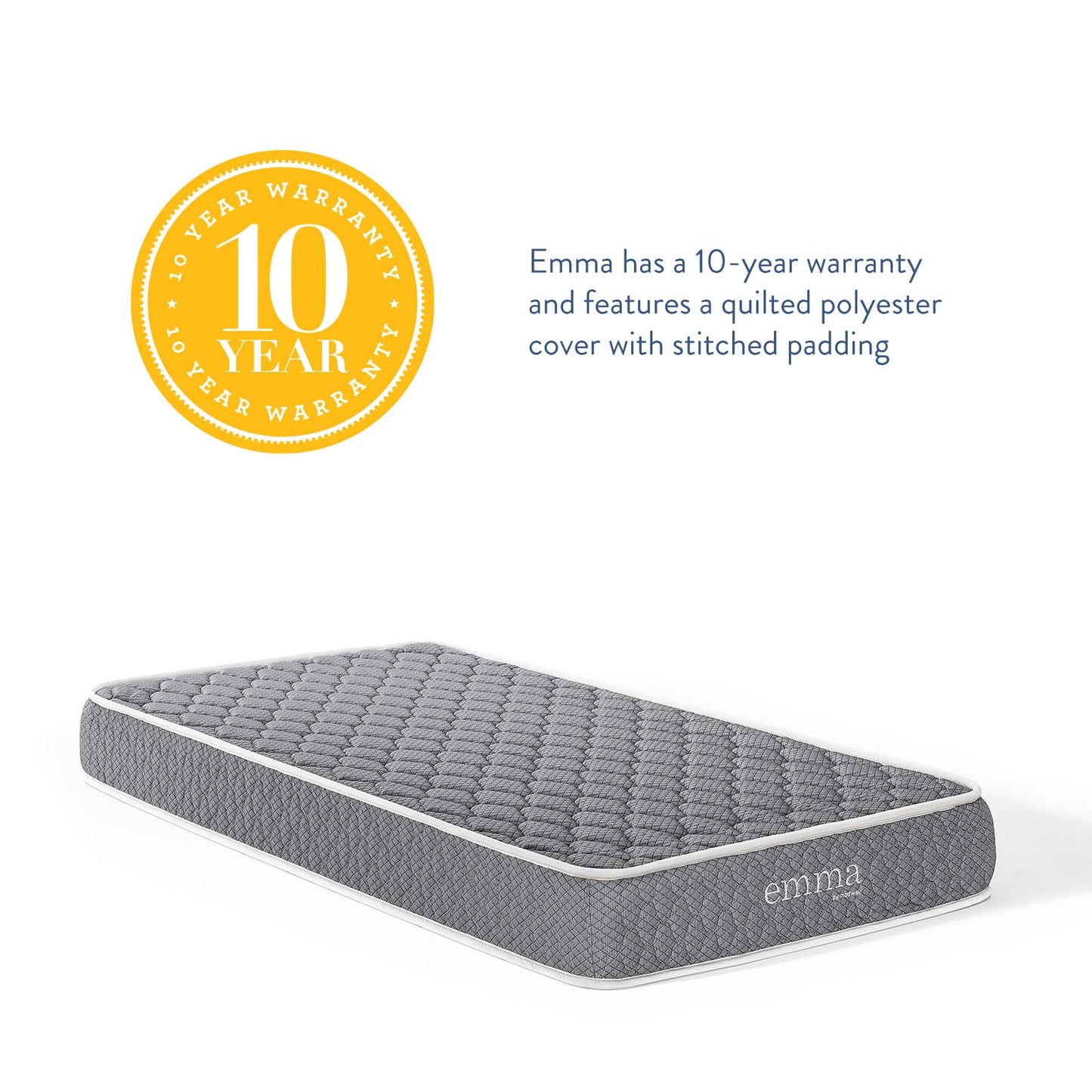 Emma 8" Twin Mattress, Gray, 21687