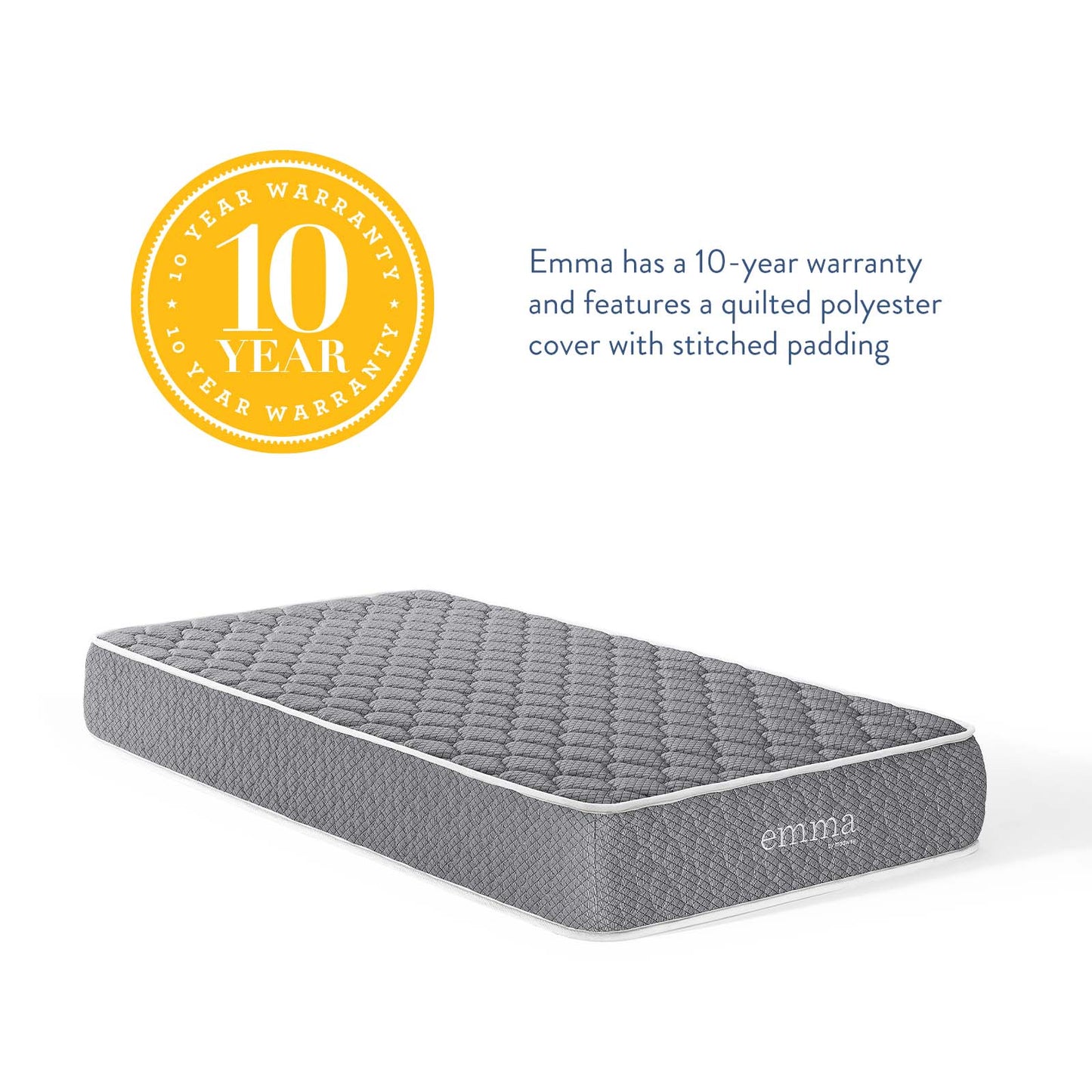 Emma 10" Twin Mattress, Gray, 21691