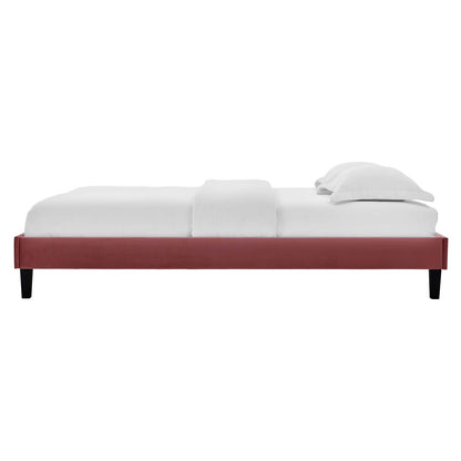 Reign Twin Performance Velvet Platform Bed Frame, Velvet, Pink, 21696