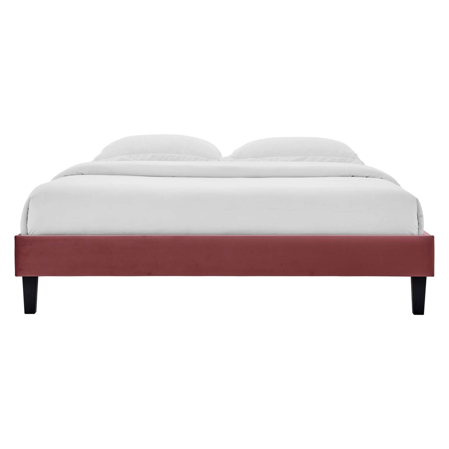 Reign Twin Performance Velvet Platform Bed Frame, Velvet, Pink, 21696