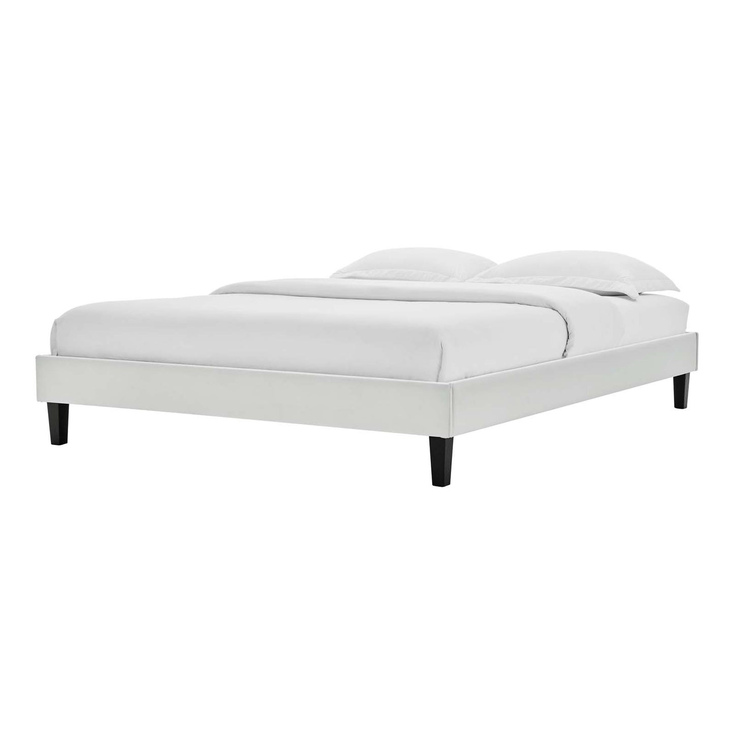 Reign Twin Performance Velvet Platform Bed Frame, Velvet, Light Grey Gray, 21697