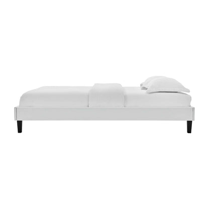 Reign Twin Performance Velvet Platform Bed Frame, Velvet, Light Grey Gray, 21697
