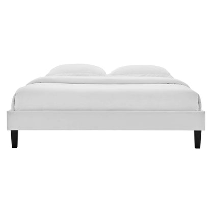 Reign Twin Performance Velvet Platform Bed Frame, Velvet, Light Grey Gray, 21697