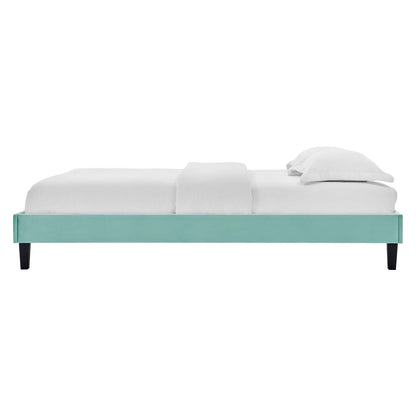 Reign Twin Performance Velvet Platform Bed Frame, Velvet, Blue, 21698