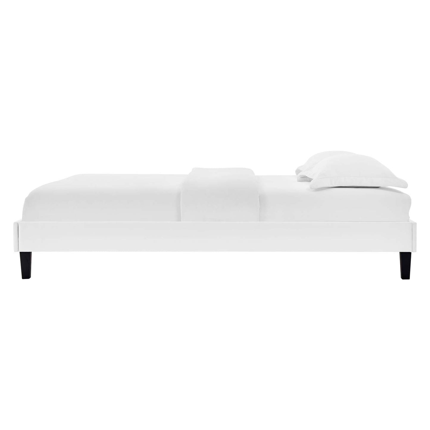 Reign Twin Performance Velvet Platform Bed Frame, Velvet, White, 21702