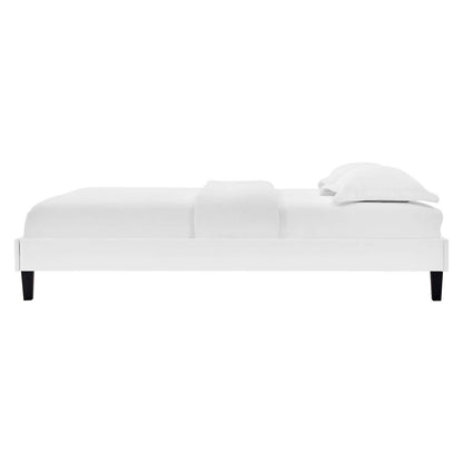 Reign Twin Performance Velvet Platform Bed Frame, Velvet, White, 21702