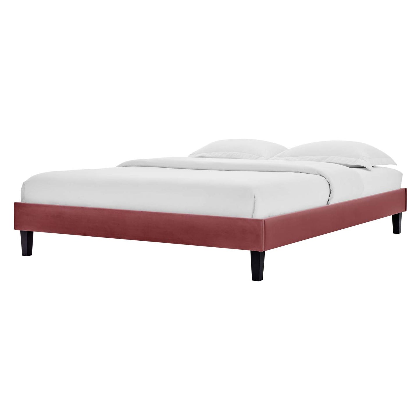 Reign Full Performance Velvet Platform Bed Frame, Velvet, Pink, 21704