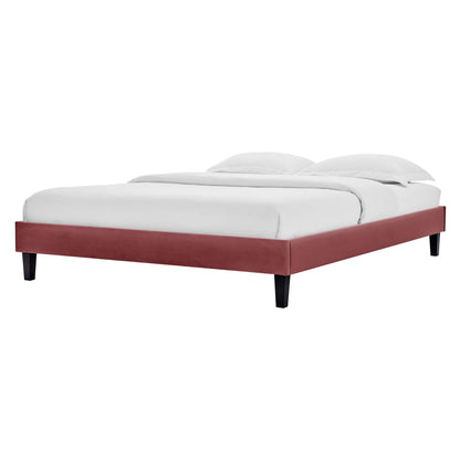 Reign Full Performance Velvet Platform Bed Frame, Velvet, Pink, 21704