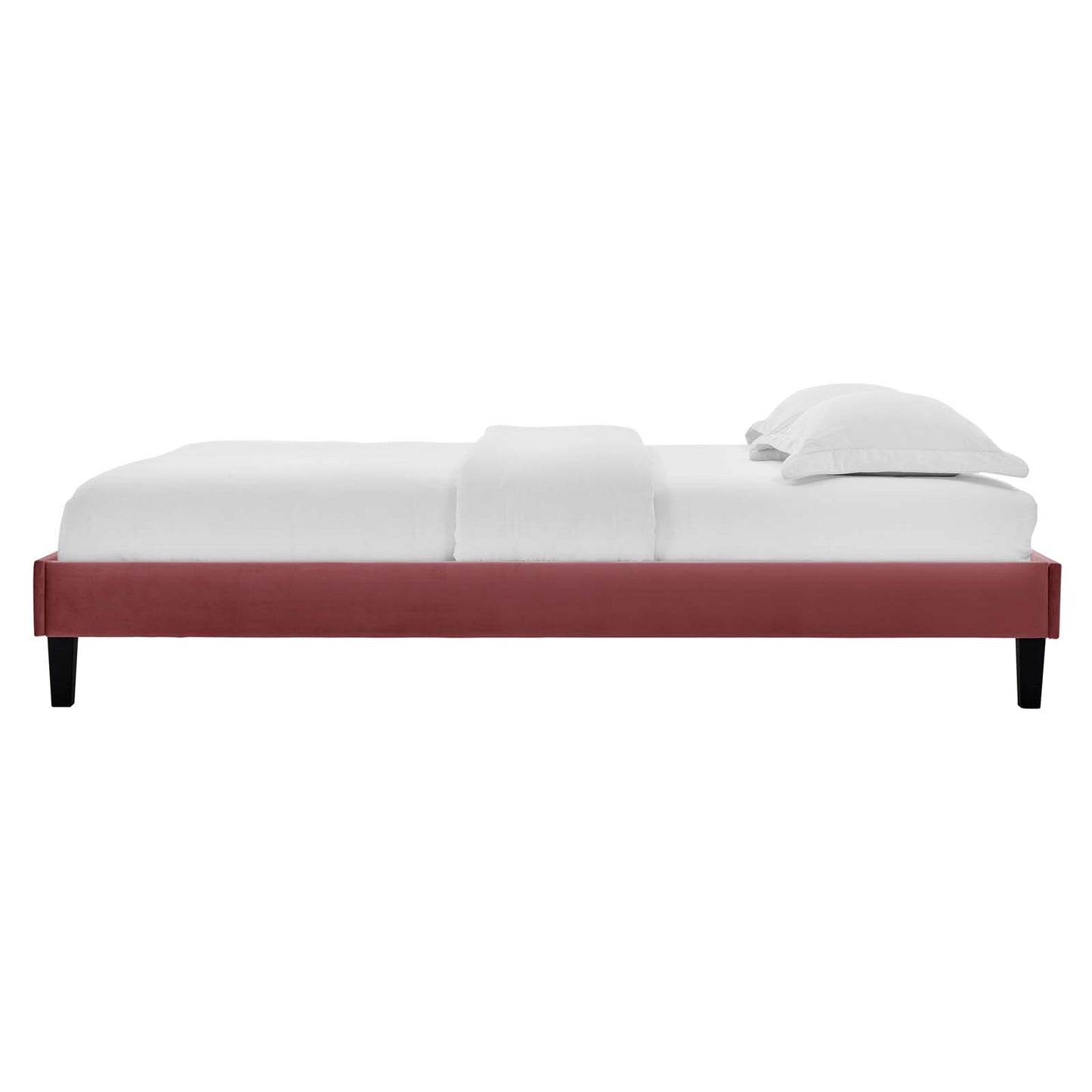 Reign Full Performance Velvet Platform Bed Frame, Velvet, Pink, 21704