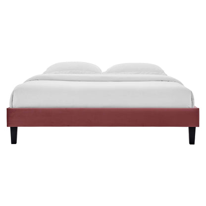 Reign Full Performance Velvet Platform Bed Frame, Velvet, Pink, 21704