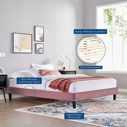 Reign Full Performance Velvet Platform Bed Frame, Velvet, Pink, 21704