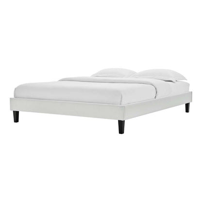 Reign Full Performance Velvet Platform Bed Frame, Velvet, Light Grey Gray, 21705