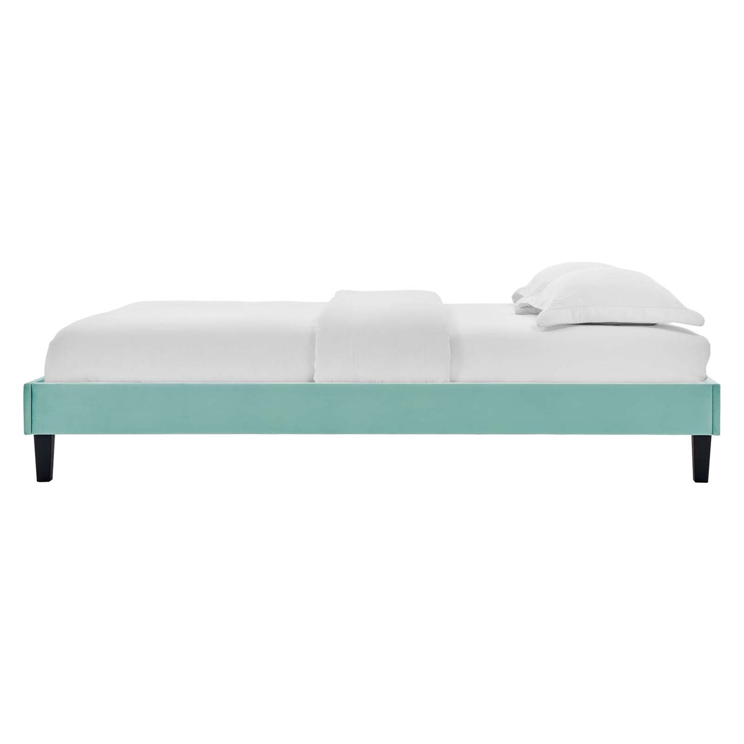 Reign Full Performance Velvet Platform Bed Frame, Velvet, Blue, 21706